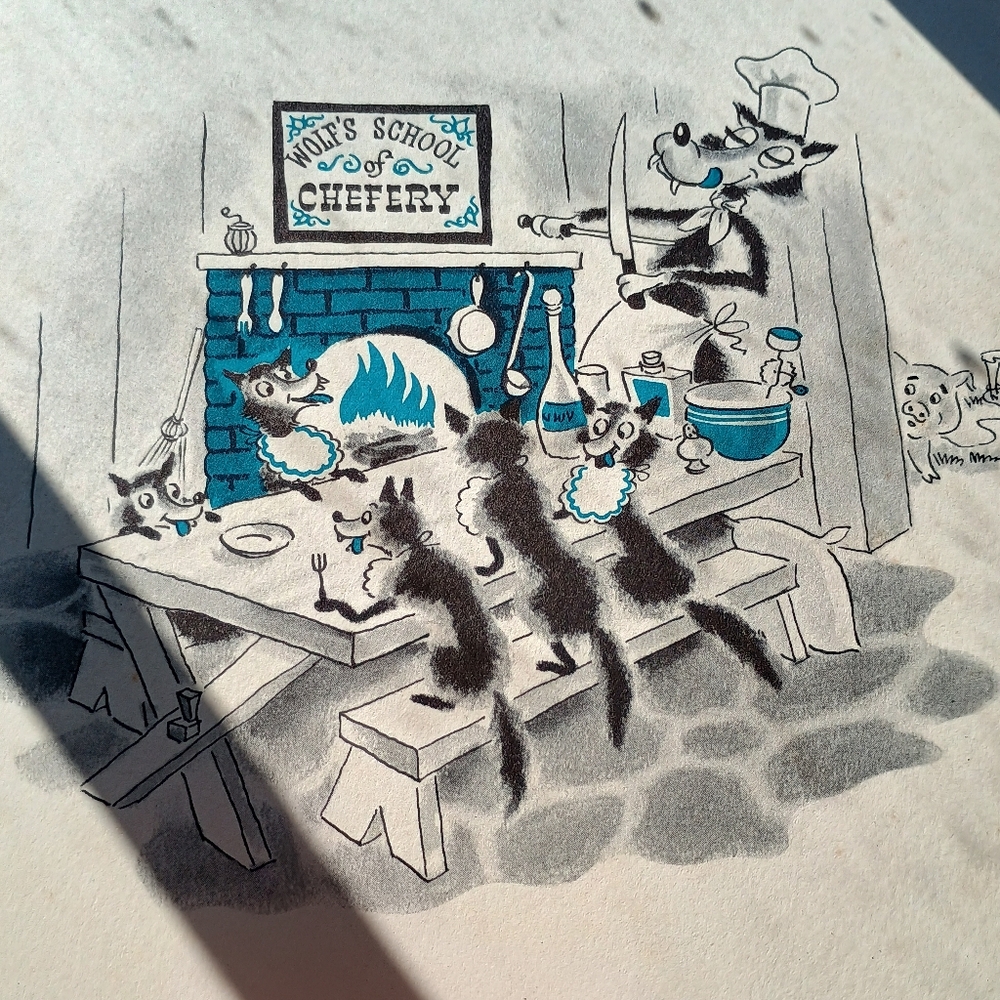 1950 Copy Of Wolf In Chef's Clothes Picture Cookbook W MCM Illustrations - Picture 4 of 12